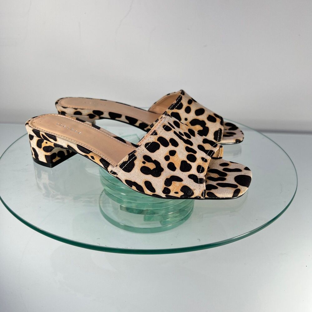 Topshop Diva Slide Heel Sandals Leopard Print slip on
